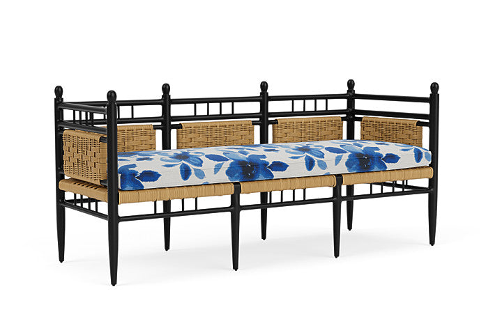 Lloyd Flanders - Low Country 3-Seat Garden Bench In Natural Finish With Watercolor Blossom Capri Fabric - 77237067672 view 1