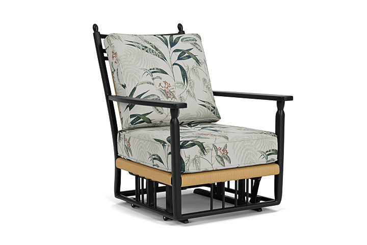 Lloyd Flanders - Low Country Glider Lounge Chair In Natural Finish With Delicate Botanical Sage Fabric - 770650672075 view 1