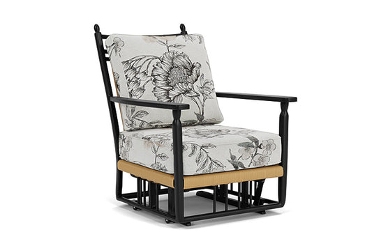 Lloyd Flanders - Low Country Glider Lounge Chair In Natural Finish With Serena Floral Dove Fabric - 770650672077 view 1