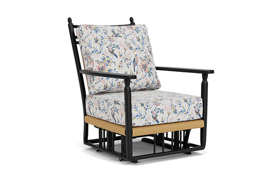 Lloyd Flanders - Low Country Glider Lounge Chair In Natural Finish With Whimsical Bird Song Fabric - 770650672080 view 1