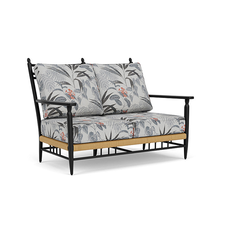 Lloyd Flanders - Low Country Loveseat In Natural Finish With Delicate Botanical Slate Fabric - 770500672076 view 1