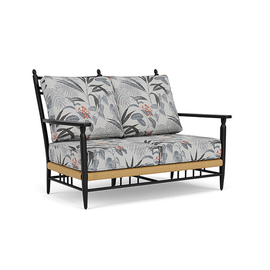 Lloyd Flanders - Low Country Loveseat In Natural Finish With Delicate Botanical Slate Fabric - 770500672076 view 1