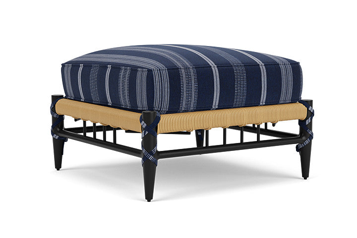 Lloyd Flanders - Low Country Ottoman In Natural Finish With Consider Indigo Fabric - 770170671969 view 2