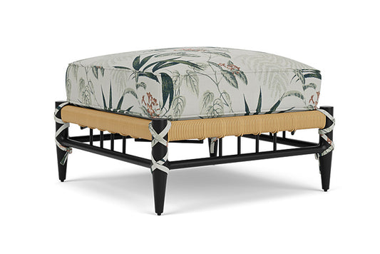 Lloyd Flanders - Low Country Ottoman In Natural Finish With Delicate Botanical Sage Fabric - 770170672075 view 1