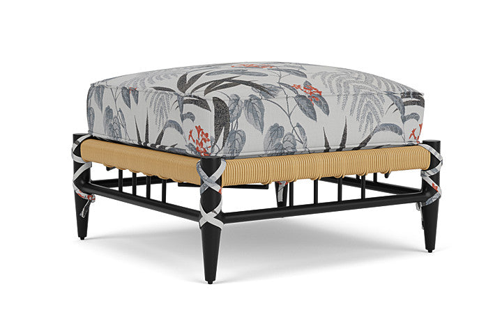 Lloyd Flanders - Low Country Ottoman In Natural Finish With Delicate Botanical Slate Fabric - 770170672076 view 1