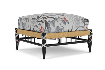 Lloyd Flanders - Low Country Ottoman In Natural Finish With Delicate Botanical Slate Fabric - 770170672076 view 1