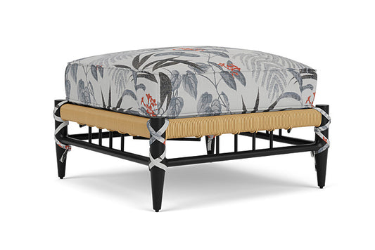 Lloyd Flanders - Low Country Ottoman In Natural Finish With Delicate Botanical Slate Fabric - 770170672076 view 1