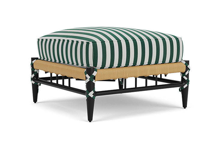Lloyd Flanders - Low Country Ottoman In Natural Finish With Safari/White Stripe Fabric - 77017067269 view 2