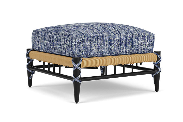 Lloyd Flanders - Low Country Ottoman In Natural Finish With Visions Cobalt Fabric - 77017067683 view 1
