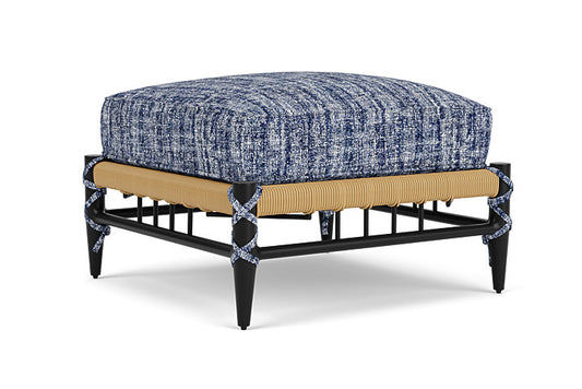 Lloyd Flanders - Low Country Ottoman In Natural Finish With Visions Cobalt Fabric - 77017067683 view 1