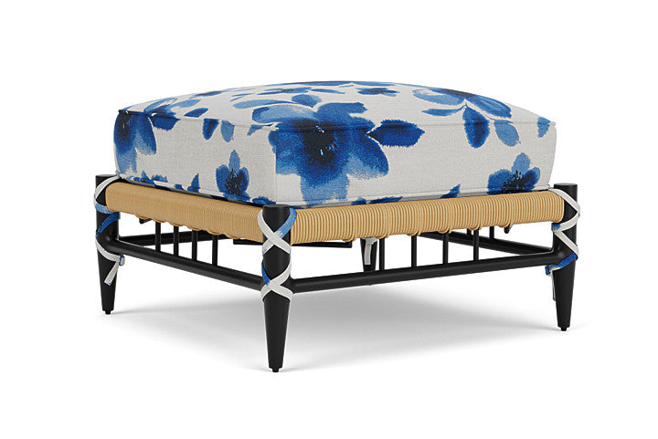 Lloyd Flanders - Low Country Ottoman In Natural Finish With Watercolor Blossom Capri Fabric - 77017067672 view 1