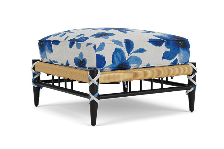Lloyd Flanders - Low Country Ottoman In Natural Finish With Watercolor Blossom Capri Fabric - 77017067672 view 2