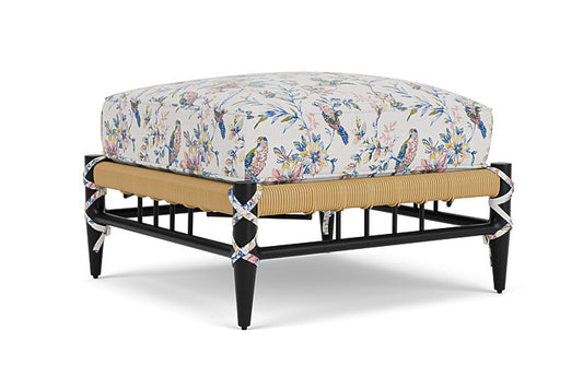 Lloyd Flanders - Low Country Ottoman In Natural Finish With Whimsical Bird Song Fabric - 770170672080 view 1