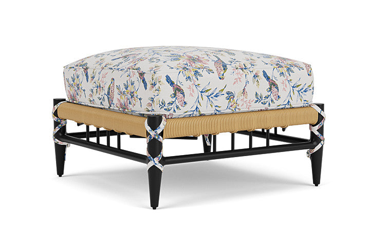 Lloyd Flanders - Low Country Ottoman In Natural Finish With Whimsical Bird Song Fabric - 770170672080 view 2