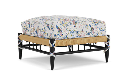 Lloyd Flanders - Low Country Ottoman In Natural Finish With Whimsical Bird Song Fabric - 770170672080 view 2