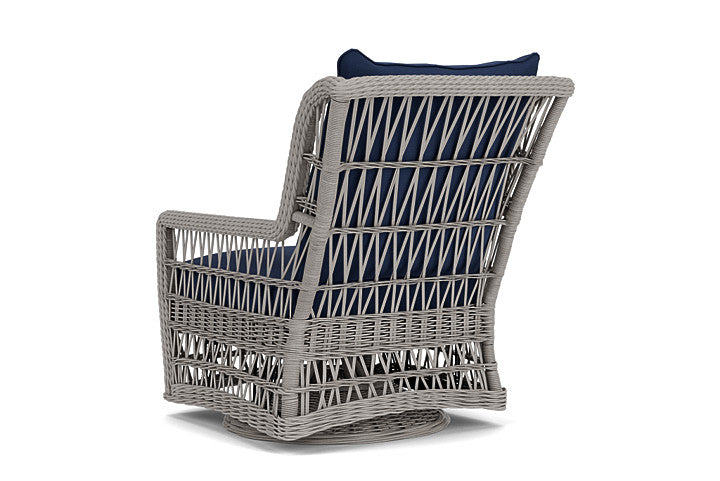 Lloyd Flanders - Mackinac High Back Swivel Glider Lounge Chair In Putty Finish With Beach Navy Fabric - 2730900592013 view 2
