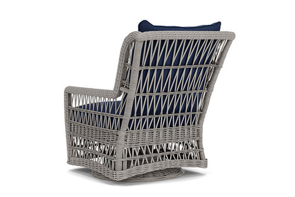 Lloyd Flanders - Mackinac High Back Swivel Glider Lounge Chair In Putty Finish With Beach Navy Fabric - 2730900592013 view 2