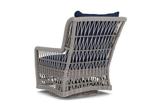 Lloyd Flanders - Mackinac High Back Swivel Glider Lounge Chair In Putty Finish With Beach Navy Fabric - 2730900592013 view 2