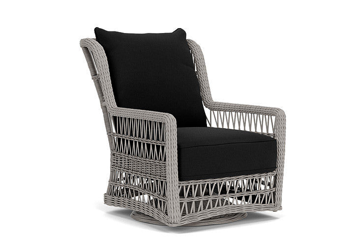 Lloyd Flanders - Mackinac High Back Swivel Glider Lounge Chair In Putty Finish With Canvas Black Fabric - 273090059157 view 1