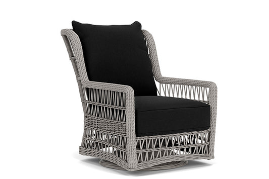 Lloyd Flanders - Mackinac High Back Swivel Glider Lounge Chair In Putty Finish With Canvas Black Fabric - 273090059157 view 1