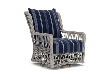 Lloyd Flanders - Mackinac High Back Swivel Glider Lounge Chair In Putty Finish With Consider Indigo Fabric - 2730900591969 view 1