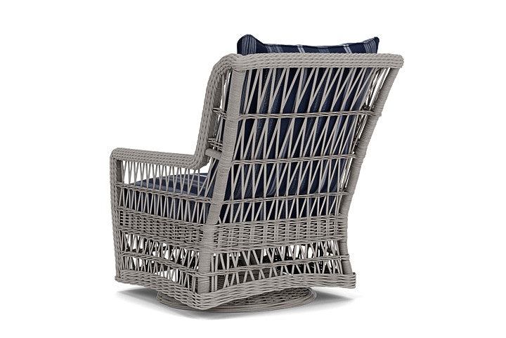 Lloyd Flanders - Mackinac High Back Swivel Glider Lounge Chair In Putty Finish With Consider Indigo Fabric - 2730900591969 view 2