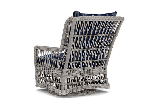 Lloyd Flanders - Mackinac High Back Swivel Glider Lounge Chair In Putty Finish With Consider Indigo Fabric - 2730900591969 view 2