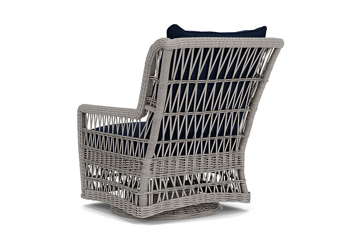 Lloyd Flanders - Mackinac High Back Swivel Glider Lounge Chair In Putty Finish With Decorline Navy Fabric - 2730900592019 view 2