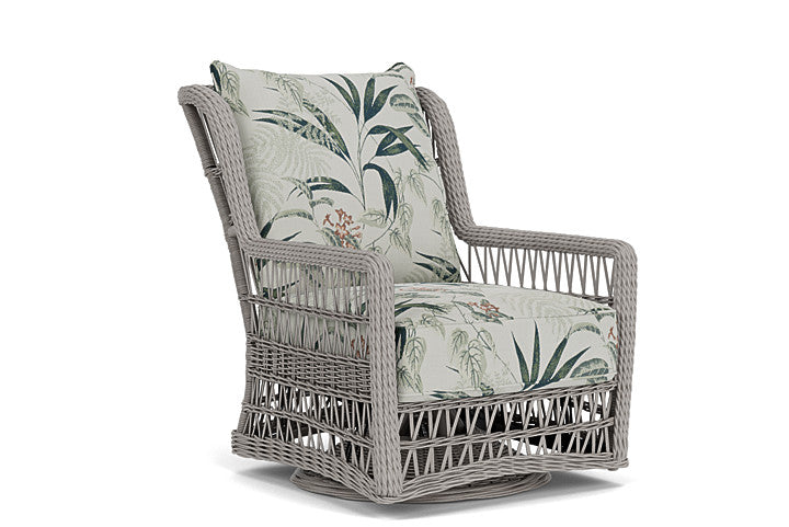 Lloyd Flanders - Mackinac High Back Swivel Glider Lounge Chair In Putty Finish With Delicate Botanical Sage Fabric - 2730900592075 view 1