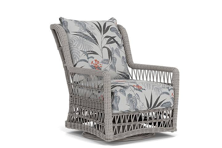 Lloyd Flanders - Mackinac High Back Swivel Glider Lounge Chair In Putty Finish With Delicate Botanical Slate Fabric - 2730900592076 view 1