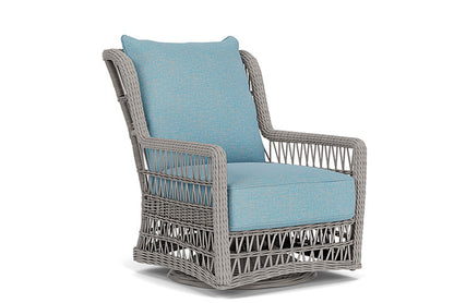 Lloyd Flanders - Mackinac High Back Swivel Glider Lounge Chair In Putty Finish With Leeds Light Blue Fabric - 2730900592058 view 1