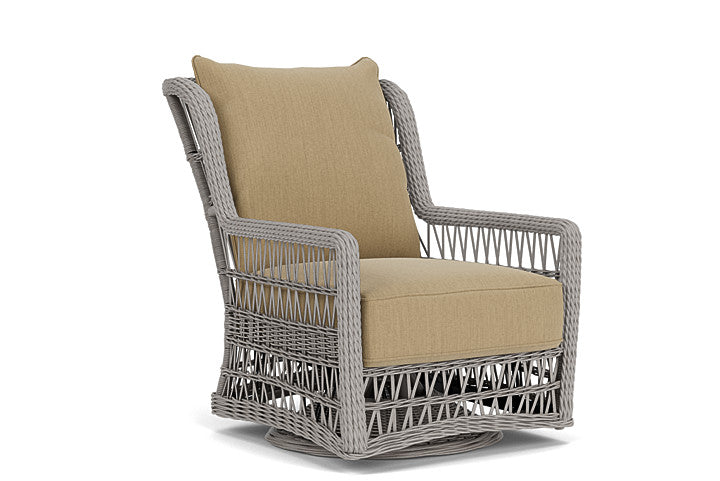 Lloyd Flanders - Mackinac High Back Swivel Glider Lounge Chair In Putty Finish With Loveboat Saffron Fabric - 2730900592009 view 1
