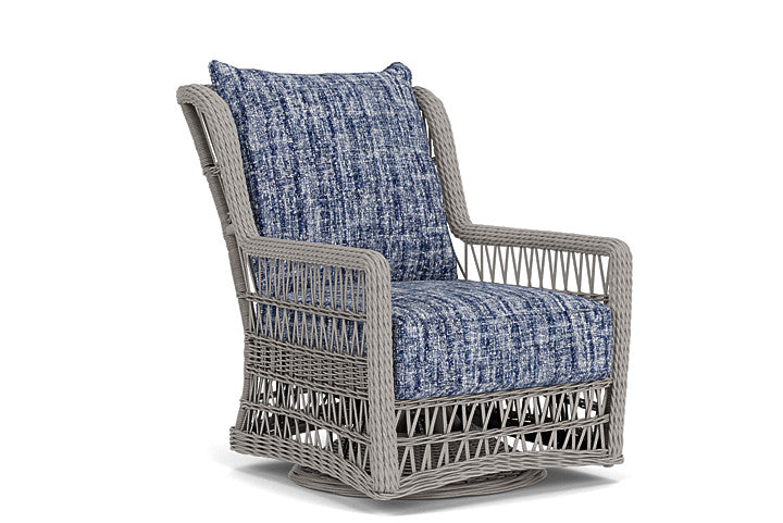 Lloyd Flanders - Mackinac High Back Swivel Glider Lounge Chair In Putty Finish With Visions Cobalt Fabric - 273090059683 view 1