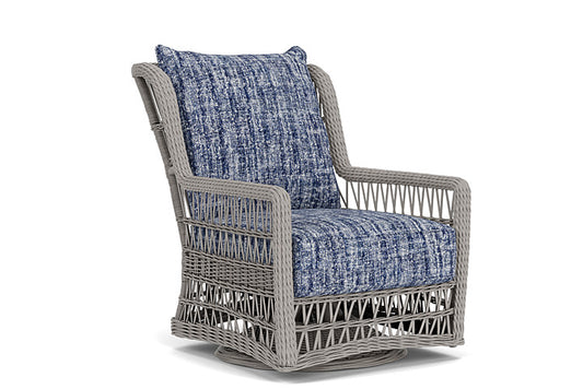 Lloyd Flanders - Mackinac High Back Swivel Glider Lounge Chair In Putty Finish With Visions Cobalt Fabric - 273090059683 view 1