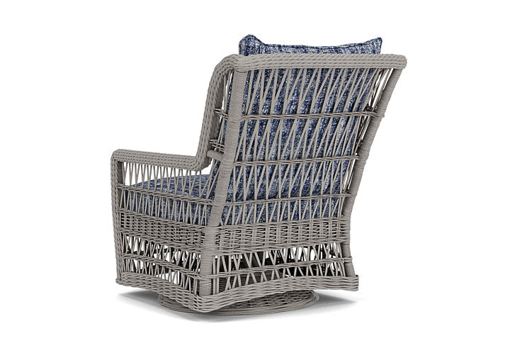 Lloyd Flanders - Mackinac High Back Swivel Glider Lounge Chair In Putty Finish With Visions Cobalt Fabric - 273090059683 view 2