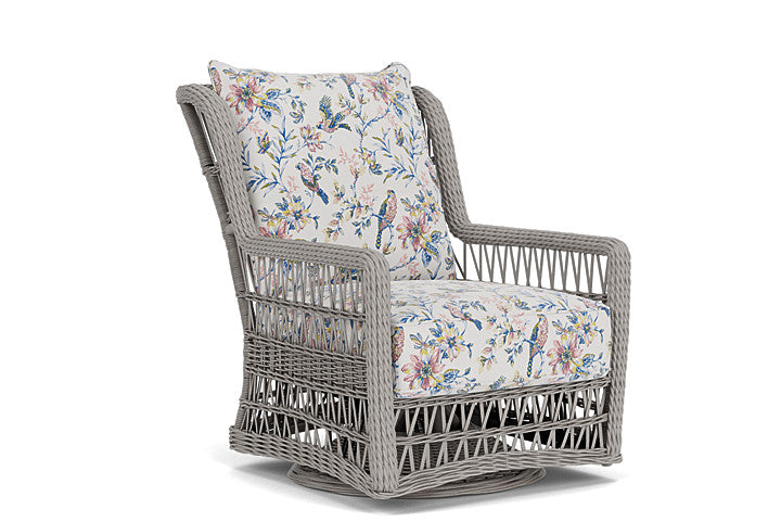 Lloyd Flanders - Mackinac High Back Swivel Glider Lounge Chair In Putty Finish With Whimsical Bird Song Fabric - 2730900592080 view 1