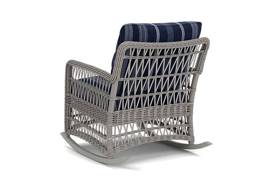 Lloyd Flanders - Mackinac Lounge Rocker In Putty Finish With Consider Indigo Fabric - 2730330591969 view 2
