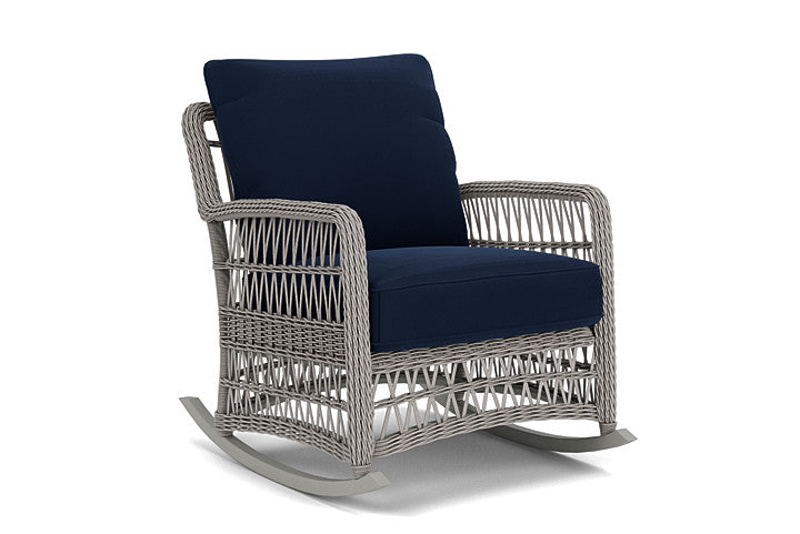 Lloyd Flanders - Mackinac Lounge Rocker In Putty Finish With Decorline Navy Fabric - 2730330592019 view 1