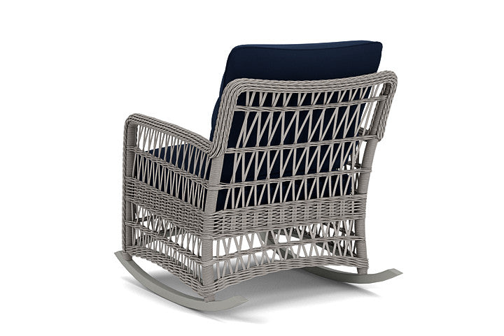 Lloyd Flanders - Mackinac Lounge Rocker In Putty Finish With Decorline Navy Fabric - 2730330592019 view 2