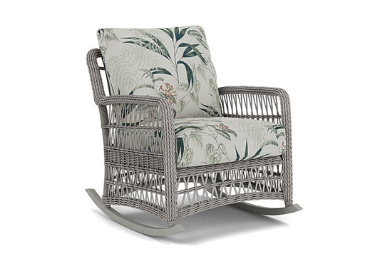 Lloyd Flanders - Mackinac Lounge Rocker In Putty Finish With Delicate Botanical Sage Fabric - 2730330592075 view 1
