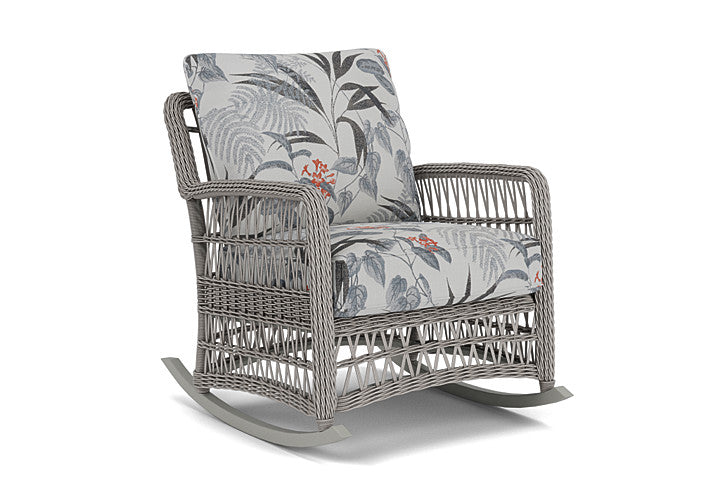 Lloyd Flanders - Mackinac Lounge Rocker In Putty Finish With Delicate Botanical Slate Fabric - 2730330592076 view 1