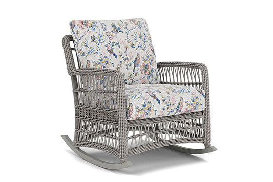 Lloyd Flanders - Mackinac Lounge Rocker In Putty Finish With Whimsical Bird Song Fabric - 2730330592080 view 1