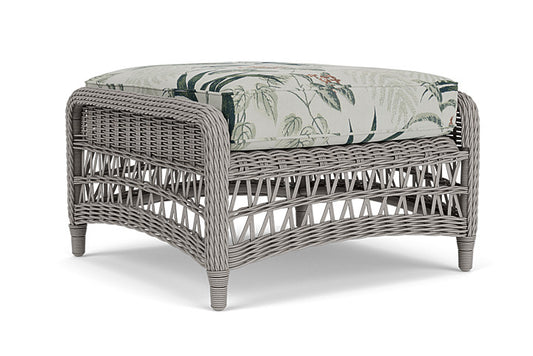Lloyd Flanders - Mackinac Ottoman In Putty Finish With Delicate Botanical Sage Fabric - 2730170592075 view 1