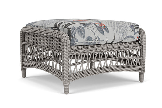 Lloyd Flanders - Mackinac Ottoman In Putty Finish With Delicate Botanical Slate Fabric - 2730170592076 view 1