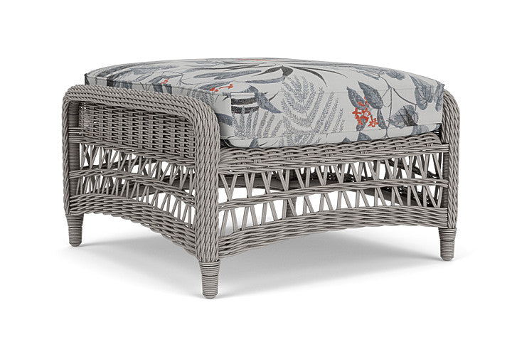 Lloyd Flanders - Mackinac Ottoman In Putty Finish With Delicate Botanical Slate Fabric - 2730170592076 view 2