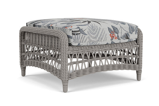 Lloyd Flanders - Mackinac Ottoman In Putty Finish With Delicate Botanical Slate Fabric - 2730170592076 view 2