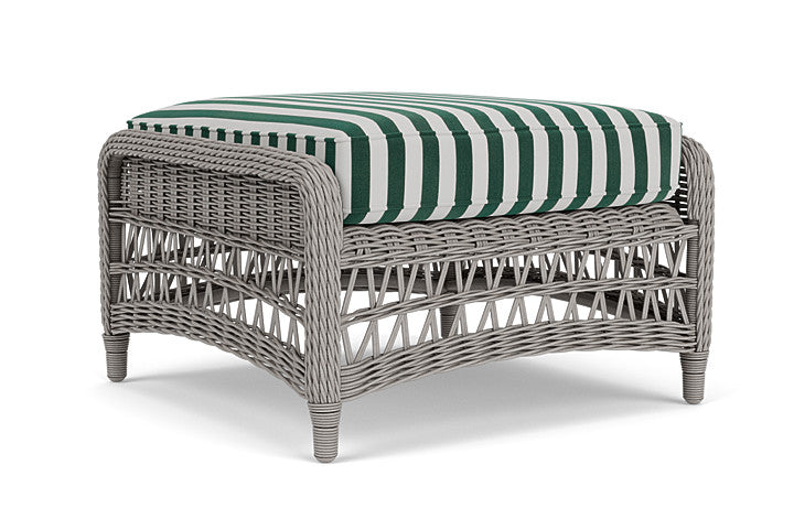 Lloyd Flanders - Mackinac Ottoman In Putty Finish With Safari/White Stripe Fabric - 273017059269 view 1