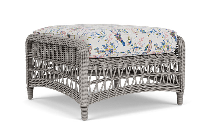 Lloyd Flanders - Mackinac Ottoman In Putty Finish With Whimsical Bird Song Fabric - 2730170592080 view 1