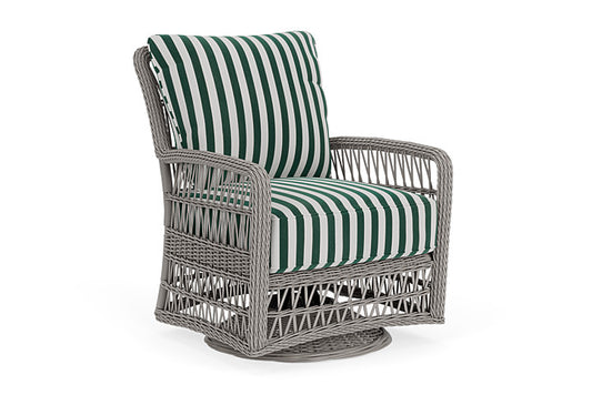 Lloyd Flanders - Mackinac Swivel Glider Lounge Chair In Putty Finish With Safari/White Stripe Fabric - 273091059269 view 1