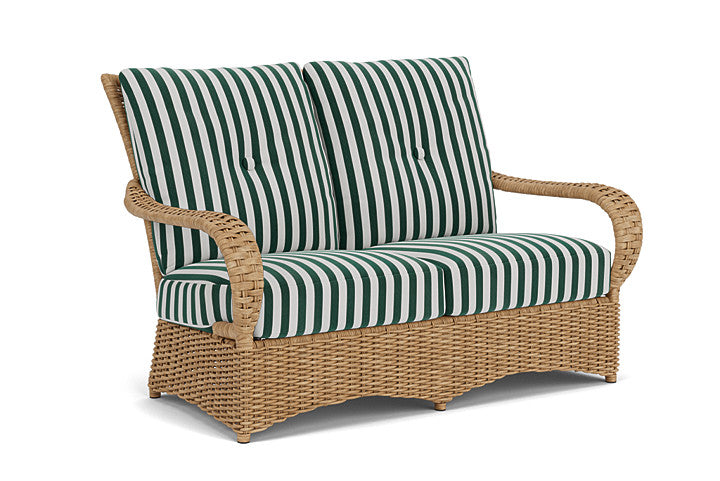 Lloyd Flanders - Magnolia Loveseat In Sandcastle Finish With Safari/White Stripe Fabric - 331050141269 view 1